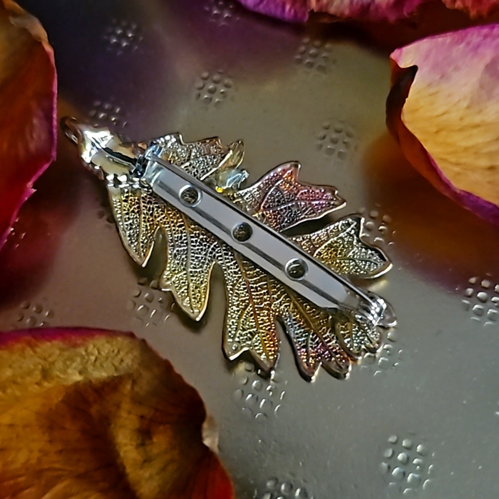 Vintage Gold Dipped Leaf Pendant And Brooch - image 2